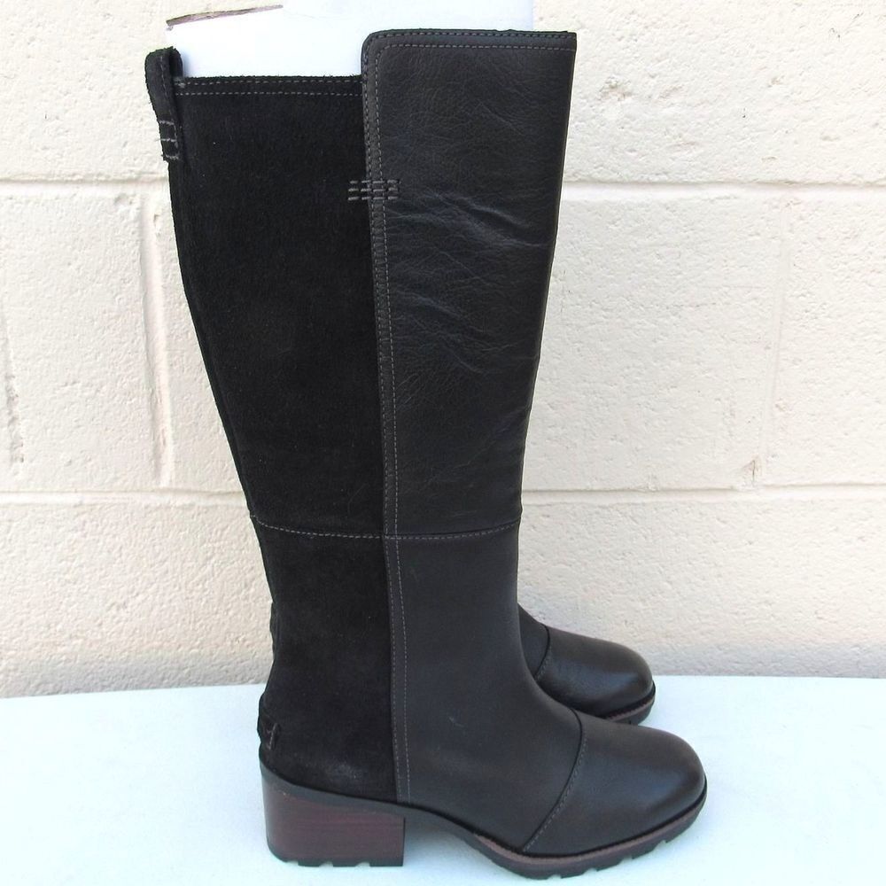 SOREL CATE LEATHER TALL BLACK BOOTS SIZE 5.5